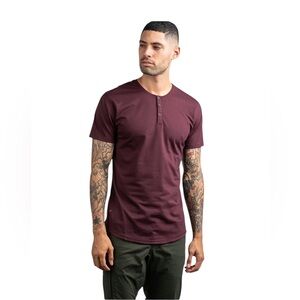 BYLT Henley Drop-Cut Shirt Size XXL Maroon Athleisure Casual Workout Gym
